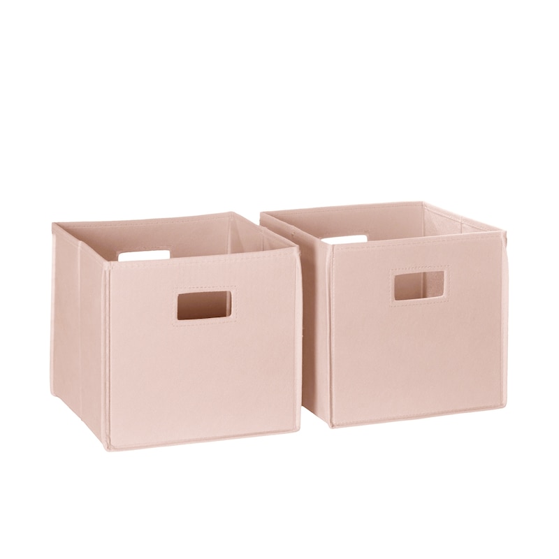 RiverRidge Kids 2pc Fabric Collapsible Storage Cube Organizers with Handles for Playroom Organization