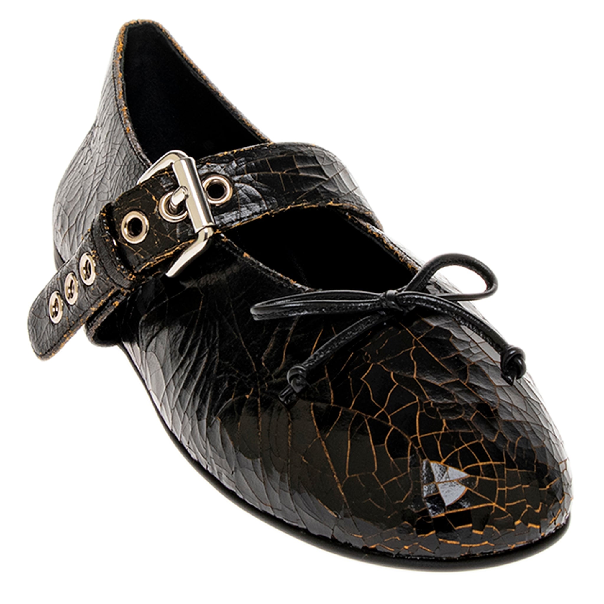 Miu Miu Crackle-Effect Ballerinas