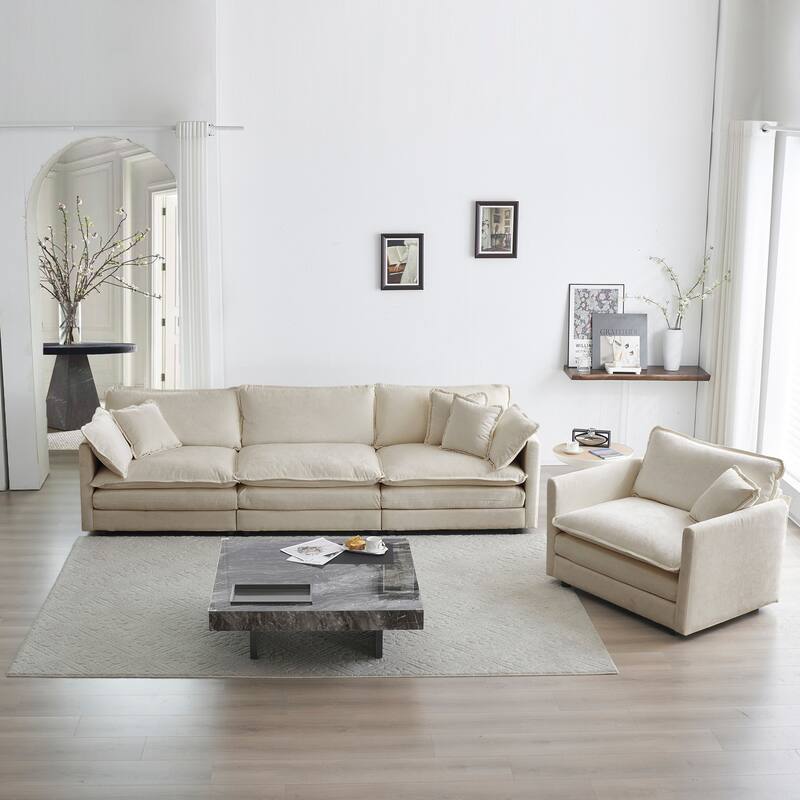 Cloud Chenille Upholstered Modular Sectional Sofa with DIY Combination Design