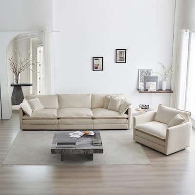 Modern Modular Sectional Sofa Set with Plush Chenille Cushions for Living Room and Bedroom or Home Office Use