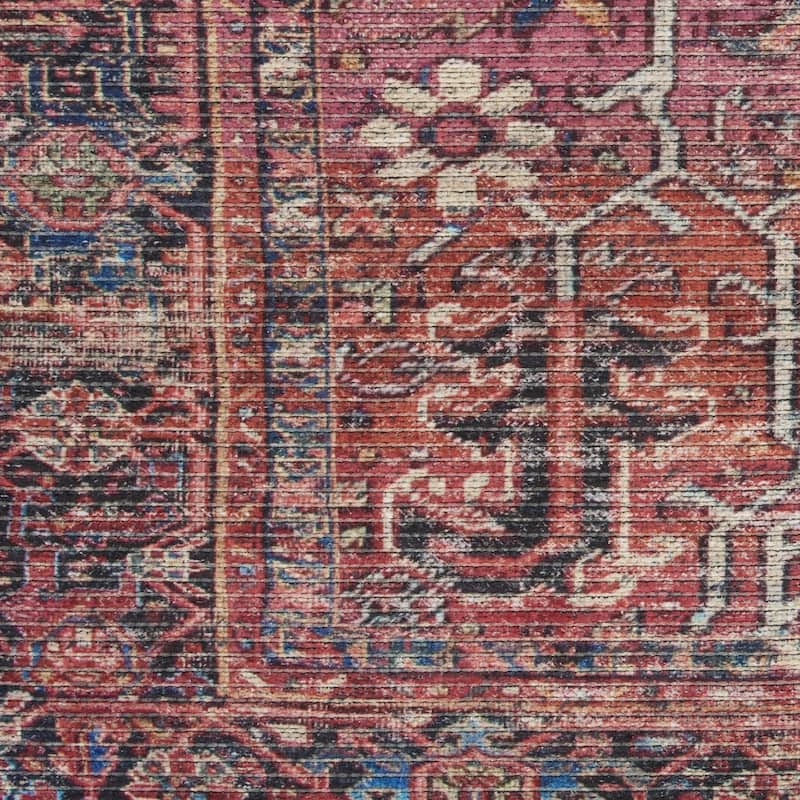 Power Loomed Distressed Geometric Floral Traditional Area Rug - 94' X '94' X '0.28