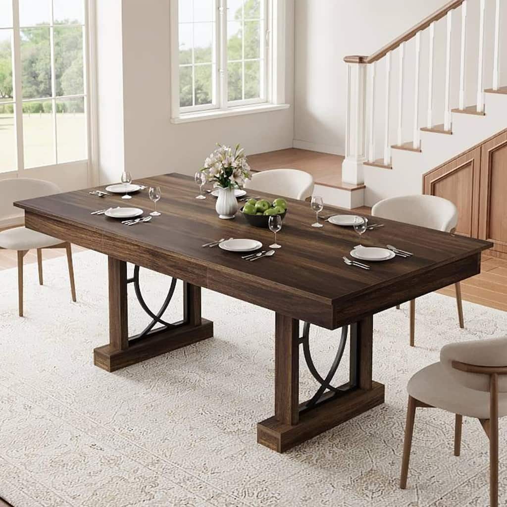 71-inch Elegant Dining Table with Storage Drawers for Dining Spaces (Only Table)