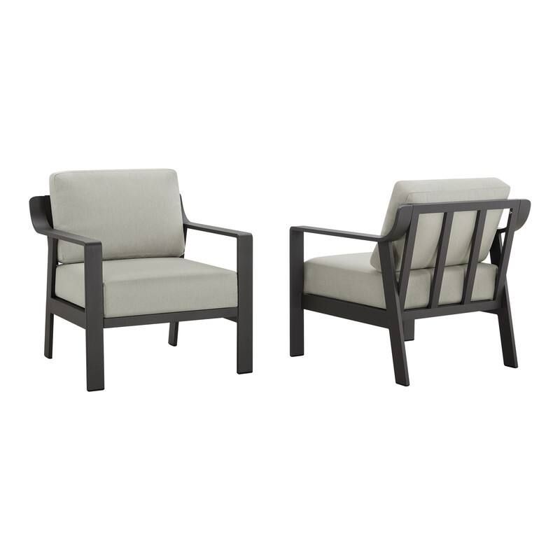 Spruce & Spring Outdoor Patio Furniture Set Aluminum Sofa Accent Chair - 2 Chair - Light Gray
