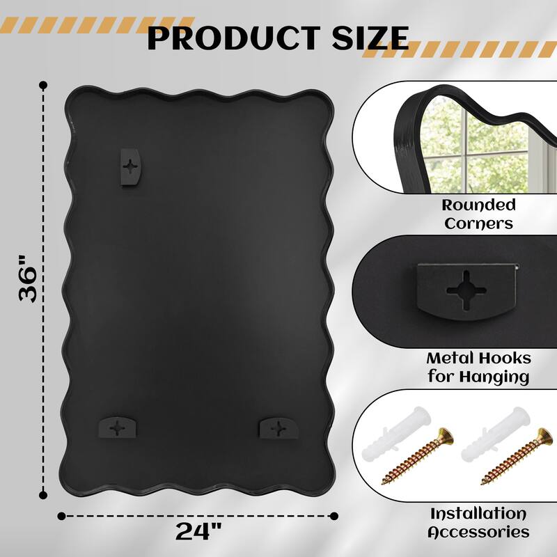 Rectangle Metal Framed Irregular Wavy Wall Mirror