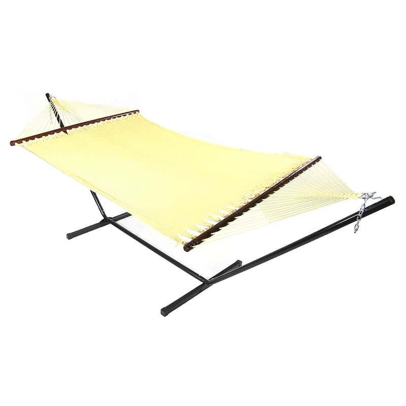 Sunnydaze Large 2-Person Rope Hammock with Spreader Bar & Hammock Stand