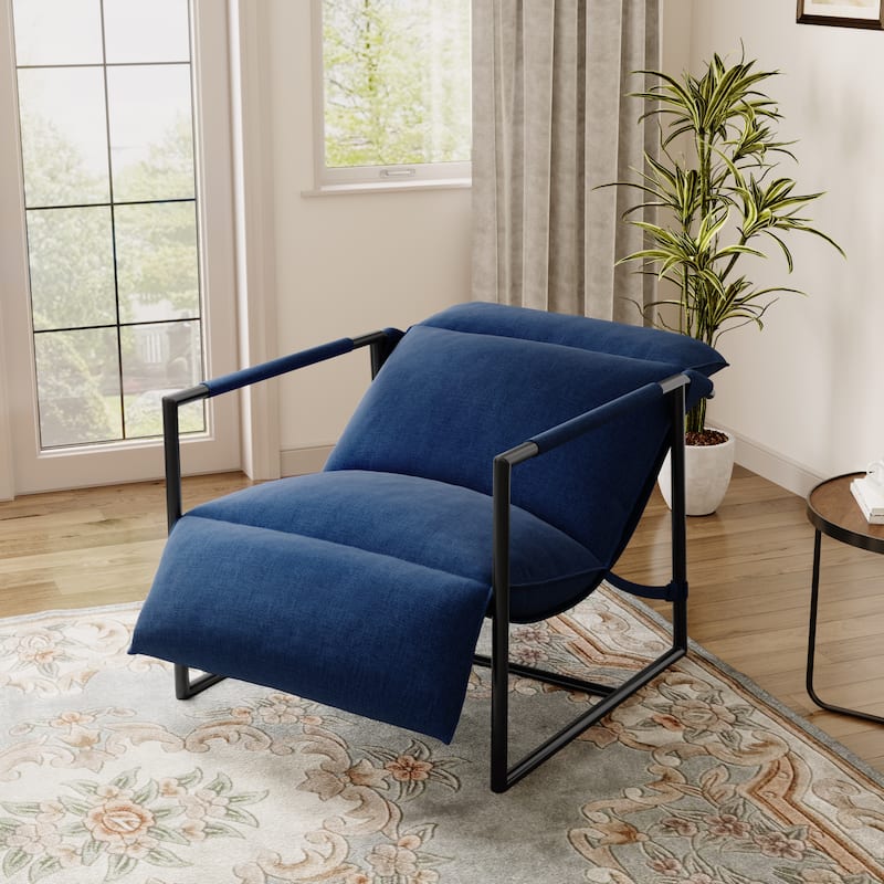 Metal Sling Accent Chair Armchair with Adjustable Headrest