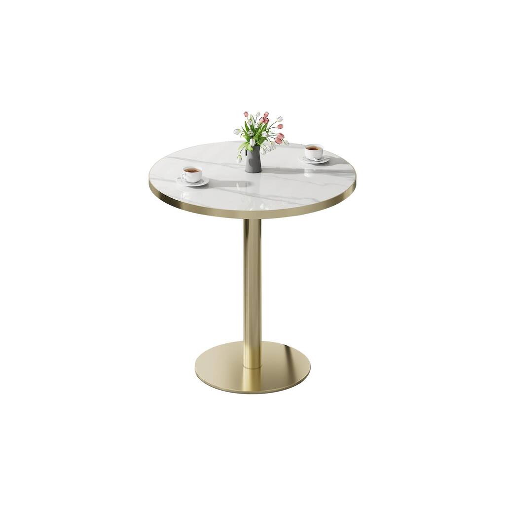 Round Modern Dinning Table 31.5 inches Bistro Table Tulip Table with Faux Marble top,Easy Assemble,Sturdy Metal Frame Diameter