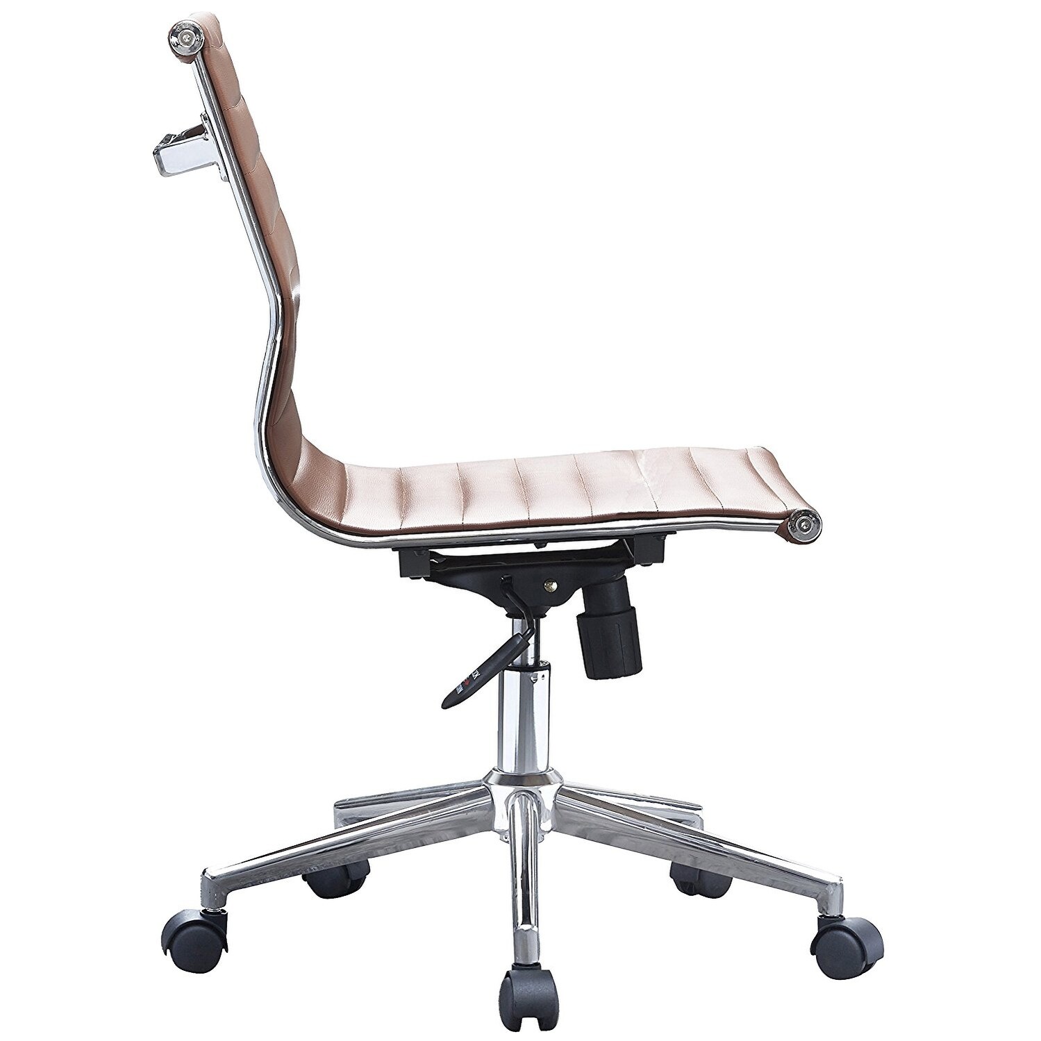 2xhome Brown Sleek Swivel Modern Style Adjustable Pu Leather Office Chair Mid Back Armless Ribbed Chair Conference Room No Arms On Sale Overstock 14390879