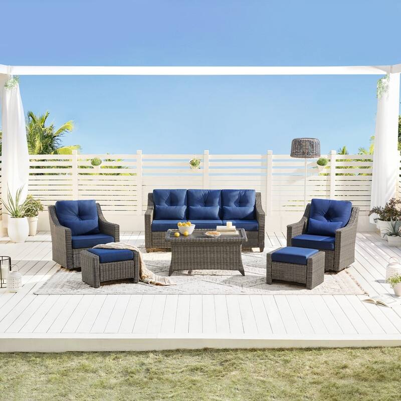 Murphy 6-Piece Outdoor Wicker Patio Furniture Conversation Sofa Sets