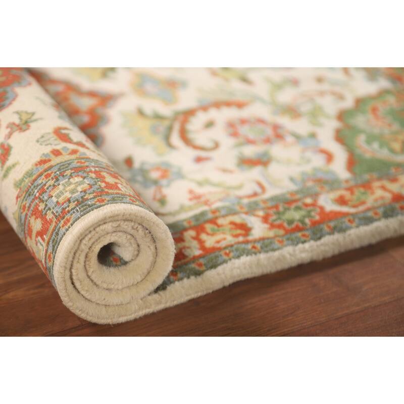 Floral Ivory Kashan Oriental Accent Rug Handmade Wool Carpet - 2'6" x 4'1"