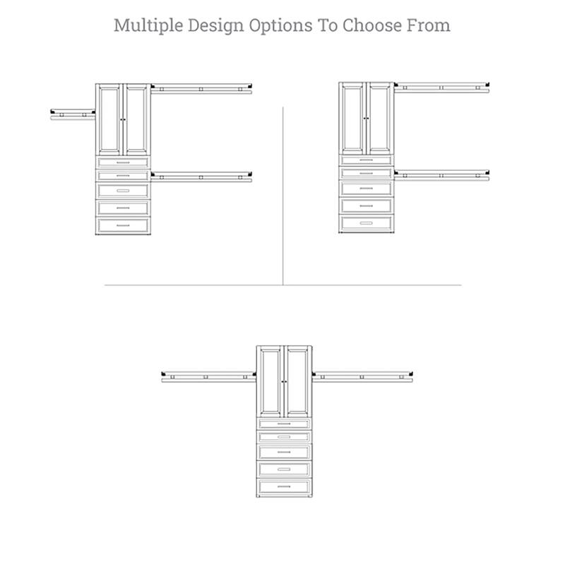 John Louis Home Solid Wood Reach-In Simplicity Closet System with 5-Drawers and Raised Panel Doors Espresso