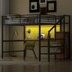 preview thumbnail 1 of 31, Full Metal Loft Bed with Desk, Storage Stairs & LED Black