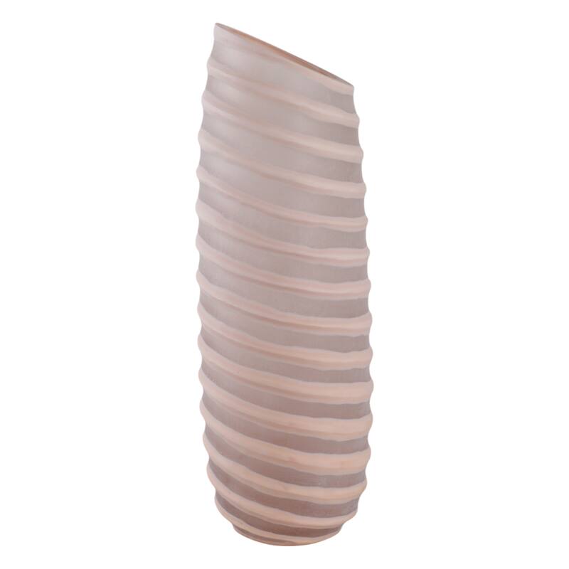 Glass Vase Carved Tall Ribbed Silhouette for Floral Arrangements