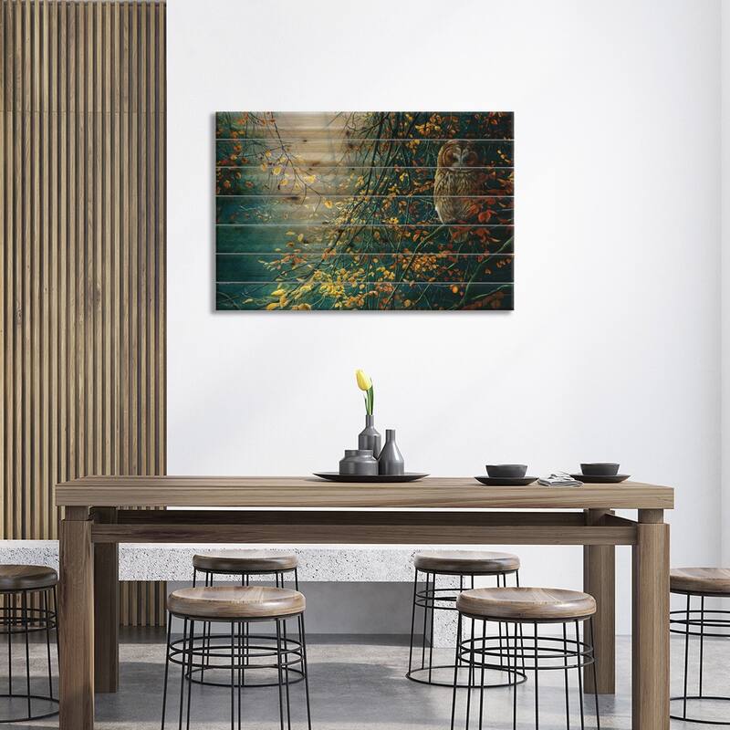 Tawny Owl Print On Wood by Jeremy Paul - Multi-Color