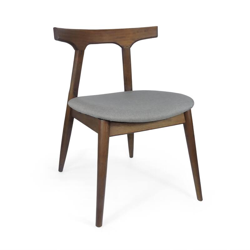 Rubber Wood Dining Chair with Upholstered Seat Wide Angled Legs