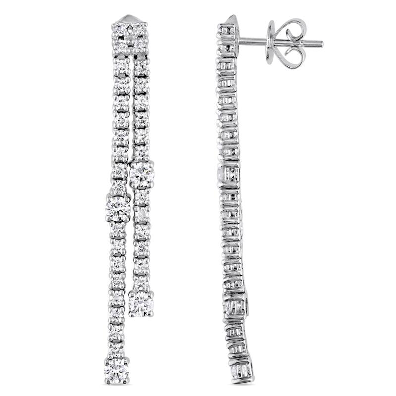 Miadora 1 5/8ct TDW Diamond Linear Dangle Earrings in 14k White Gold