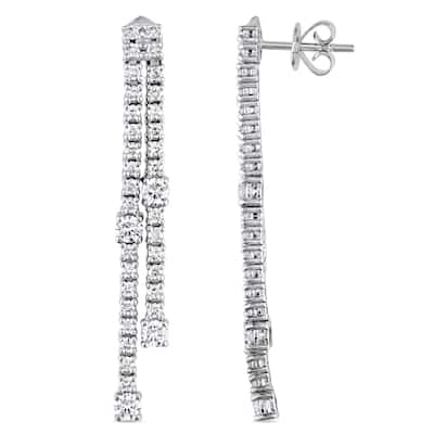 Miadora 1 5/8ct TDW Diamond Linear Dangle Earrings in 14k White Gold