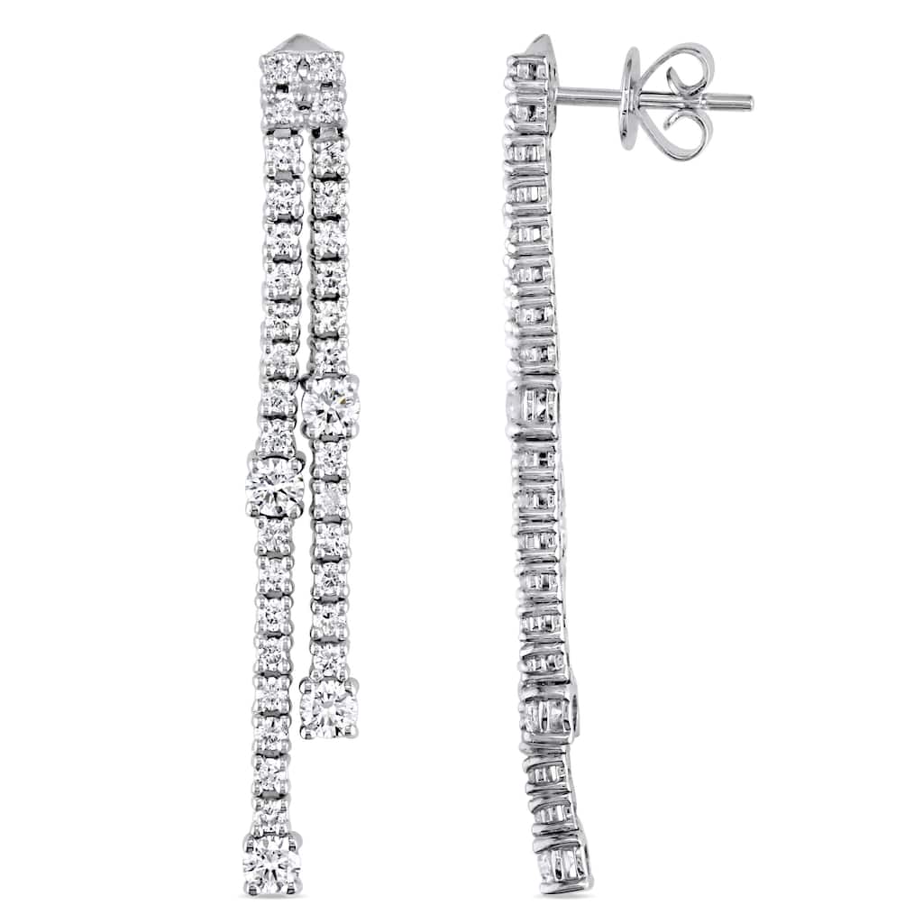 Miadora 1 5/8ct TDW Diamond Linear Dangle Earrings in 14k White Gold