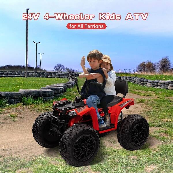 slide 2 of 41, 24V Ride on Car 4WD Quad Electric Vehicle Red