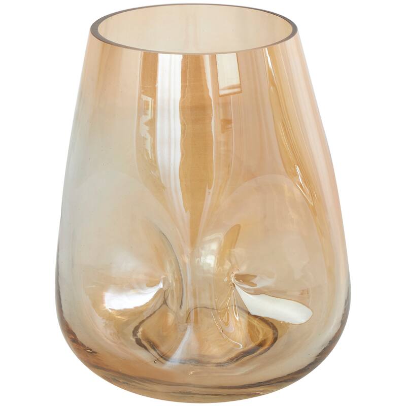 Gold Glass Concaved Iridescent Decorative Vase (Set of 2)