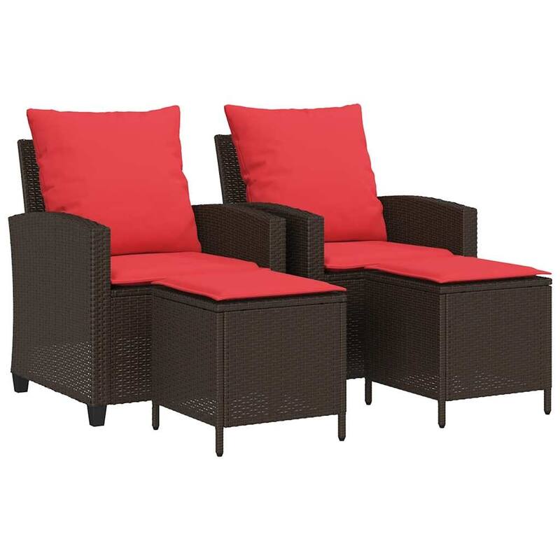 vidaXL 4 Piece Patio Sofa Set with Cushions Black/Brown Poly Rattan - 25.2" x 28.1" x 31.1"