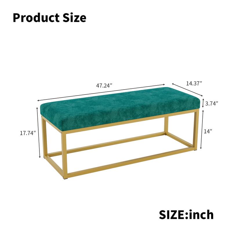 Storage Bench for Entryway, Bench with Steel Frame, Synthetic Leather, Living Dining Room, Mid-Century Modern, Loads 600 lb