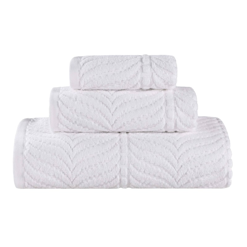 Superior Chevron Zero Twist Jacquard Cotton 3 Piece Bathroom Towel Set