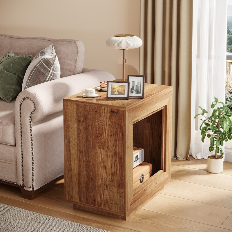 23.62-inch Rectangular Farmhouse Wood Side End Table for Living Room