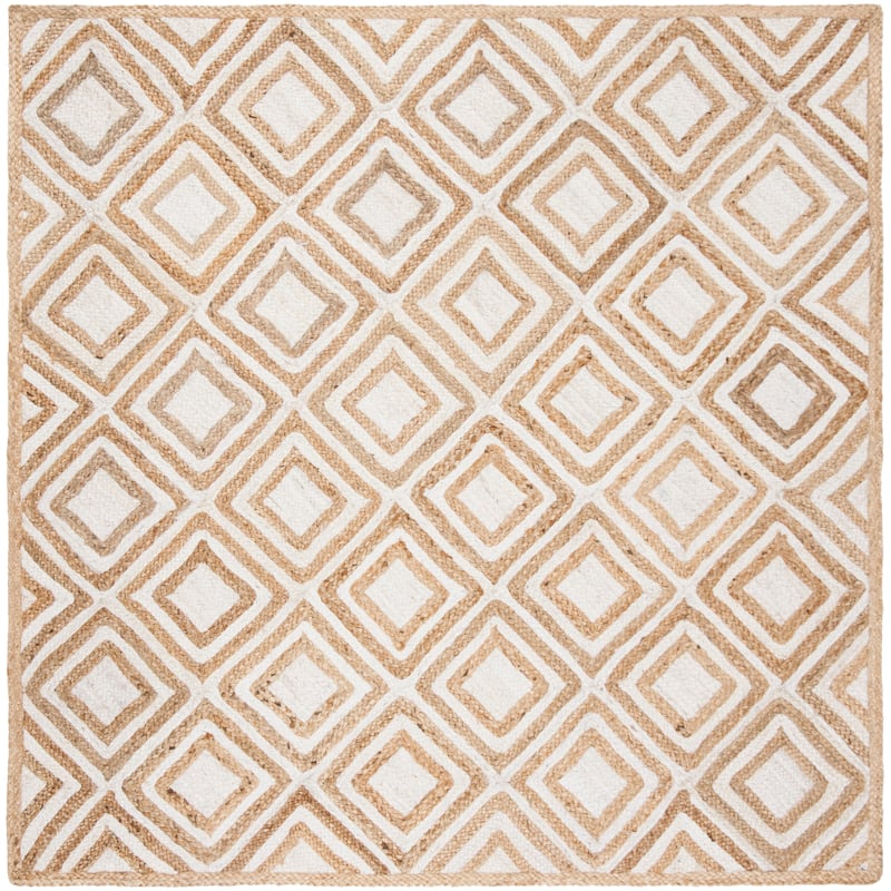 SAFAVIEH Handmade Cape Cod Alzira Coastal Jute Rug - 6' Square - Natural/Ivory