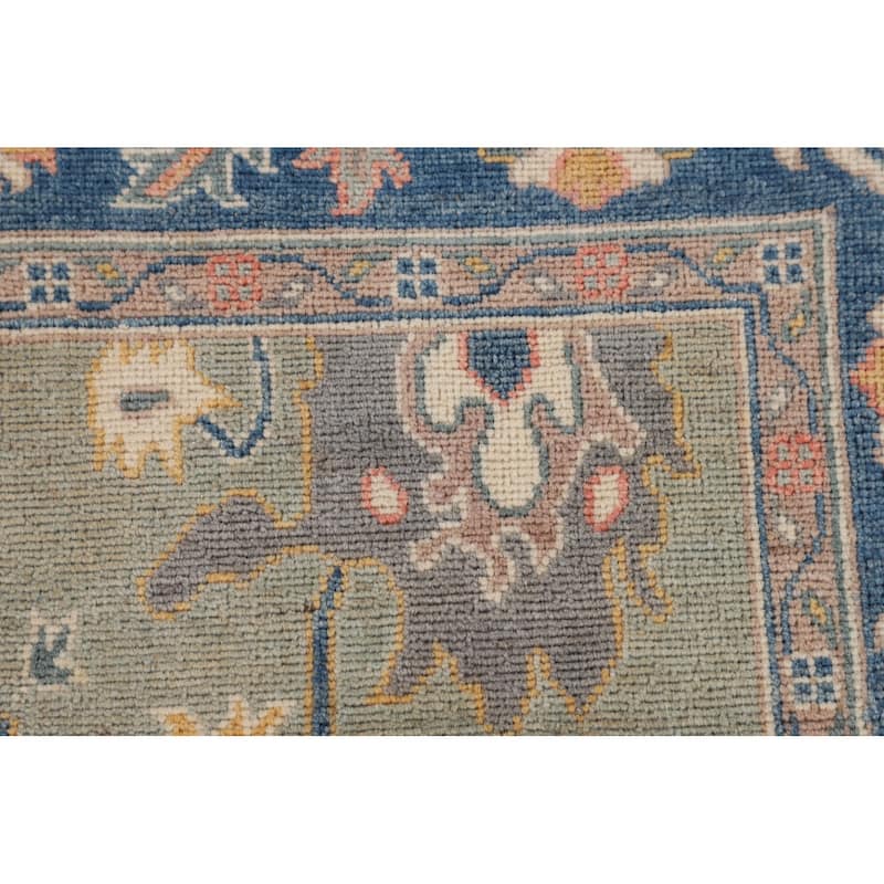 Sage Green Kazak Accent Rug Hand-Knotted Wool Carpet - 3'11" x 5'10"