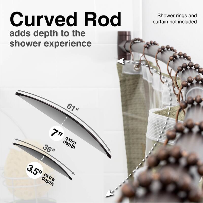 Curved Shower Curtain Rod Adjustable 36 to 61 inches by JS Jackson Supplies