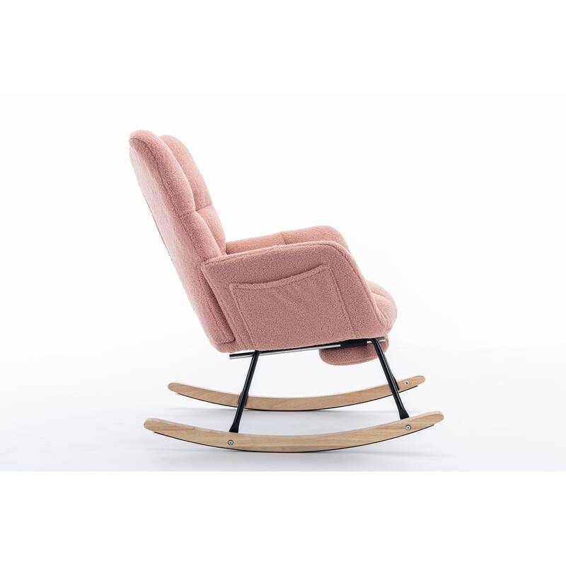 Fabric Rocking Chair With Adjustable Footrest