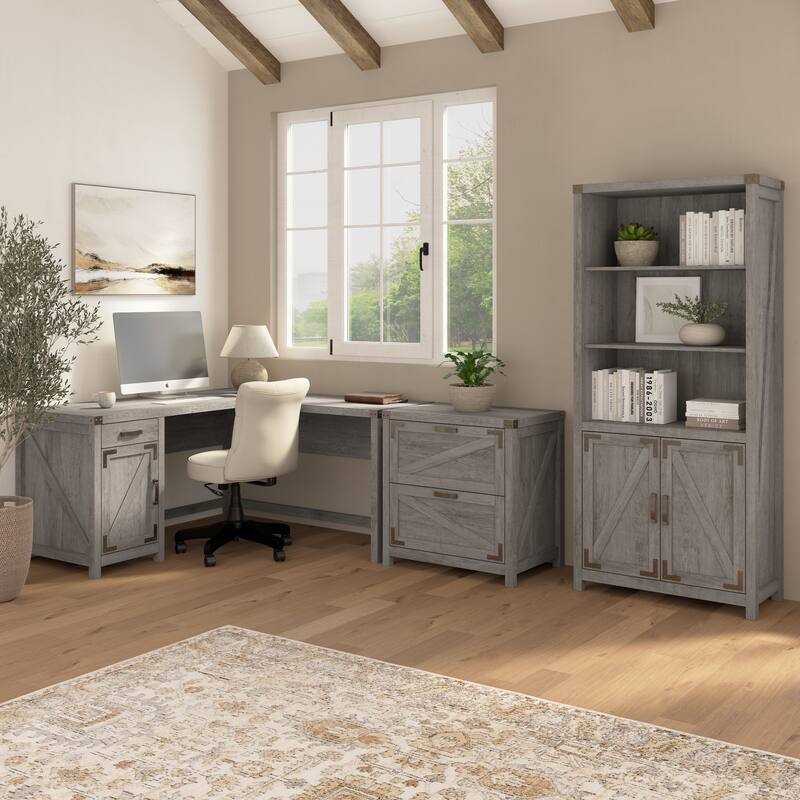 Knoxville Tall 5 Shelf Bookcase with Doors by Bush Furniture