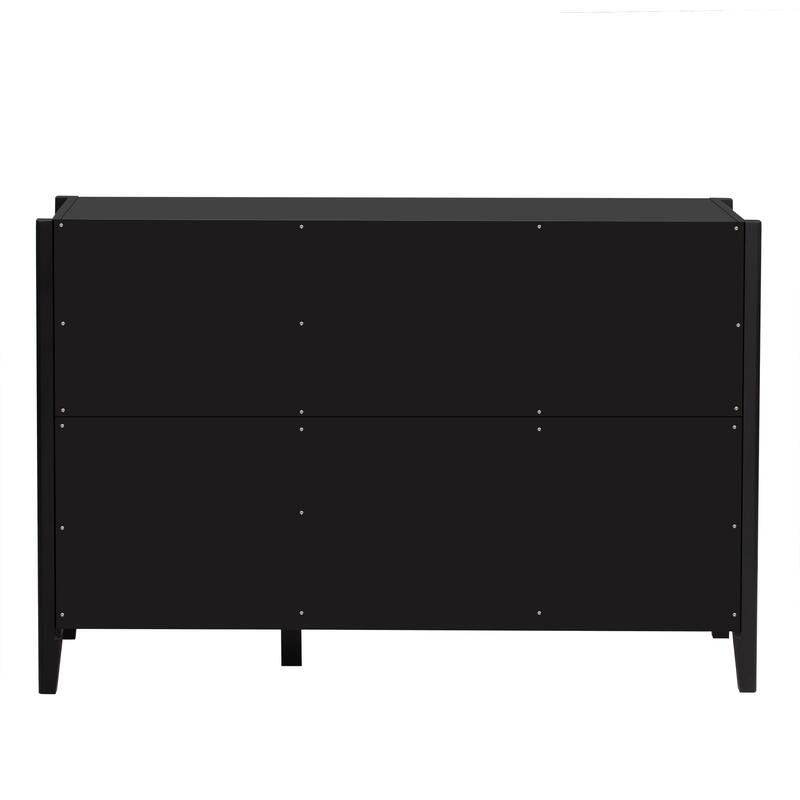 Stylish 3-Door Sideboard Buffet Cabinet with Vertical Pattern & Metal Handles for Hallway & Living Room