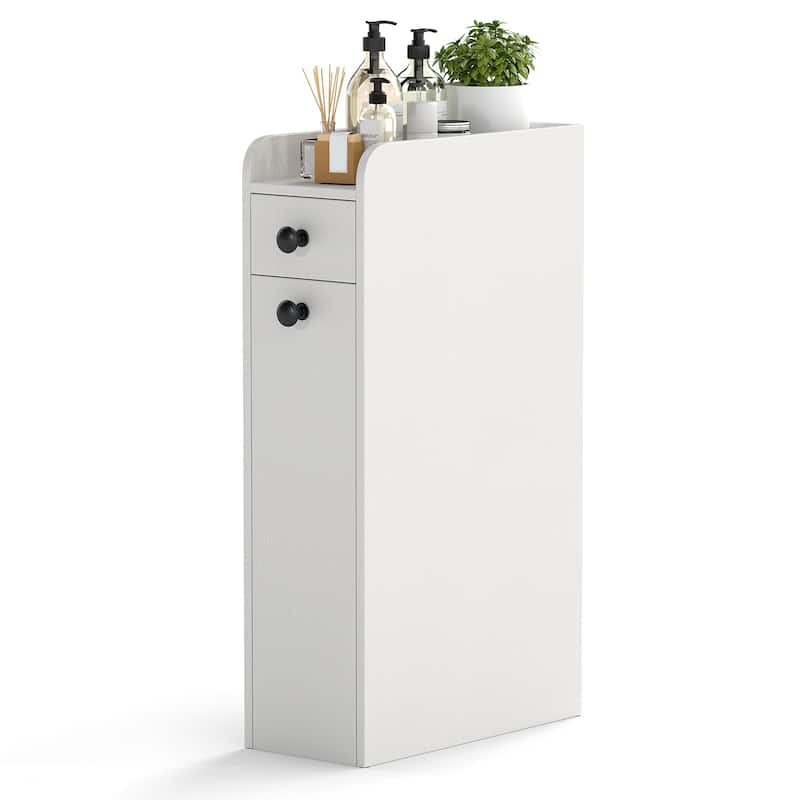 Gymax Small Bathroom Storage Cabinet 4-Tier Narrow Toilet Side Storage