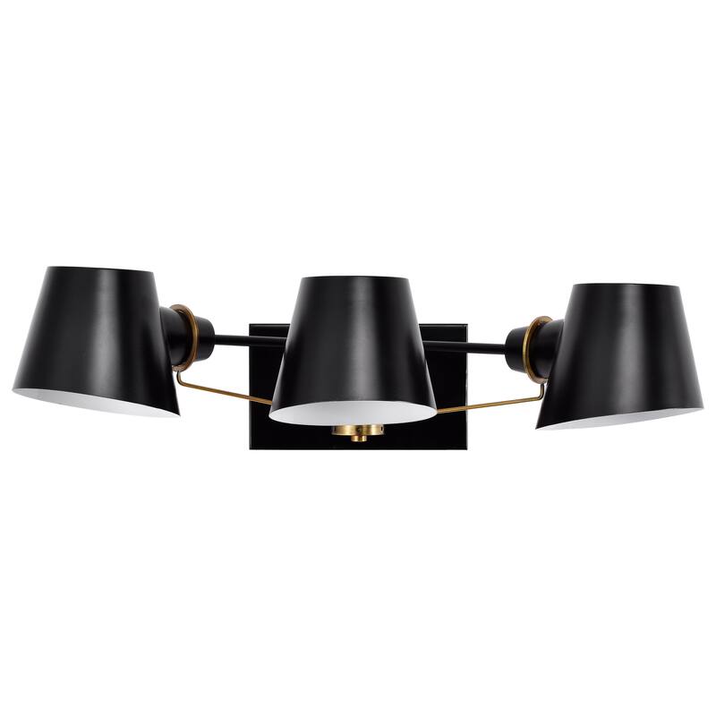 Baxter 3 Light Vanity Black with Burnished Brass