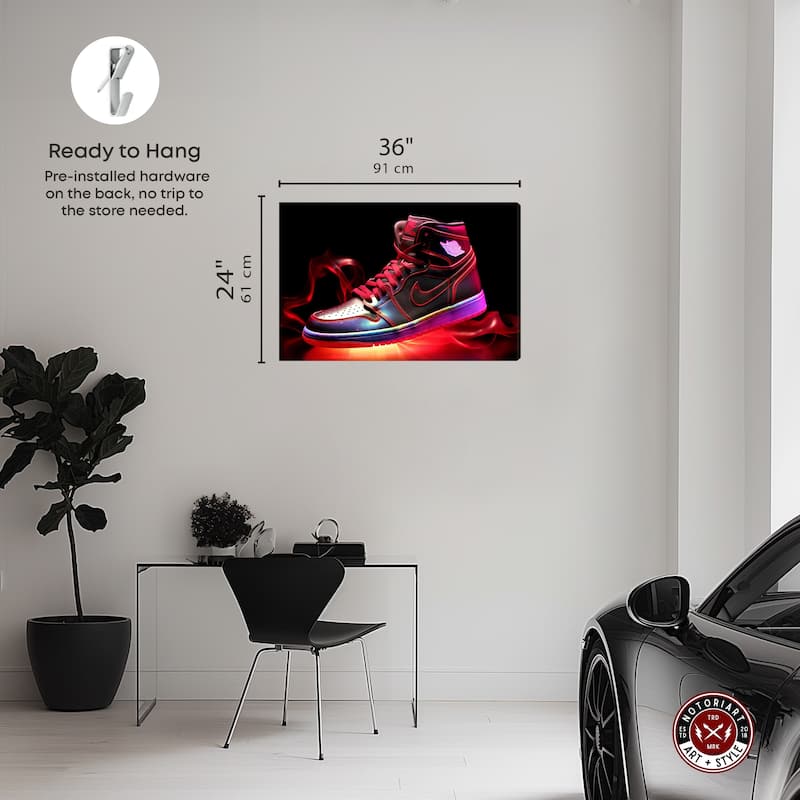 Notoriart Flaming Hot Sneaker Ii Gallery Wrapped Sneaker 1 Piece Canvas Wall Art