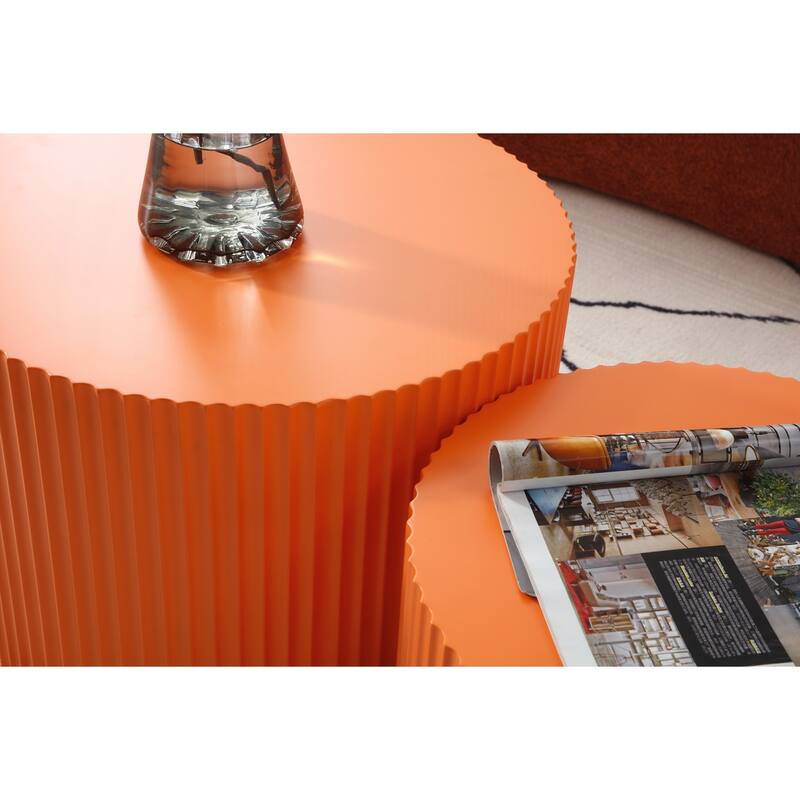 Nesting Table Set of 2,Handcraft Round Coffee Table for Living Room