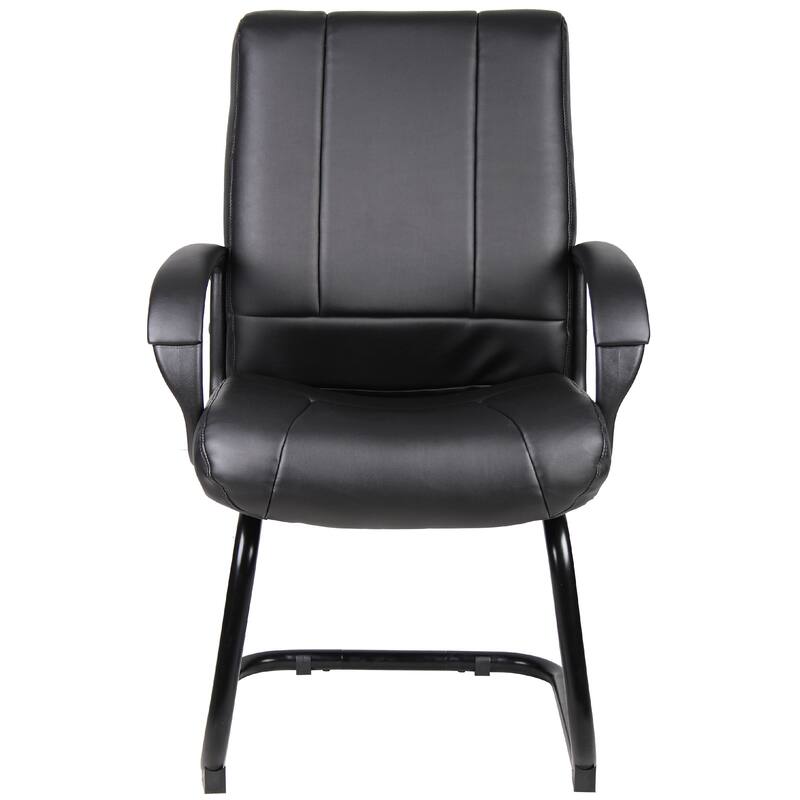 Ruia Mid Back Guest Armchair, Black Soft Vinyl, Cantilever Base