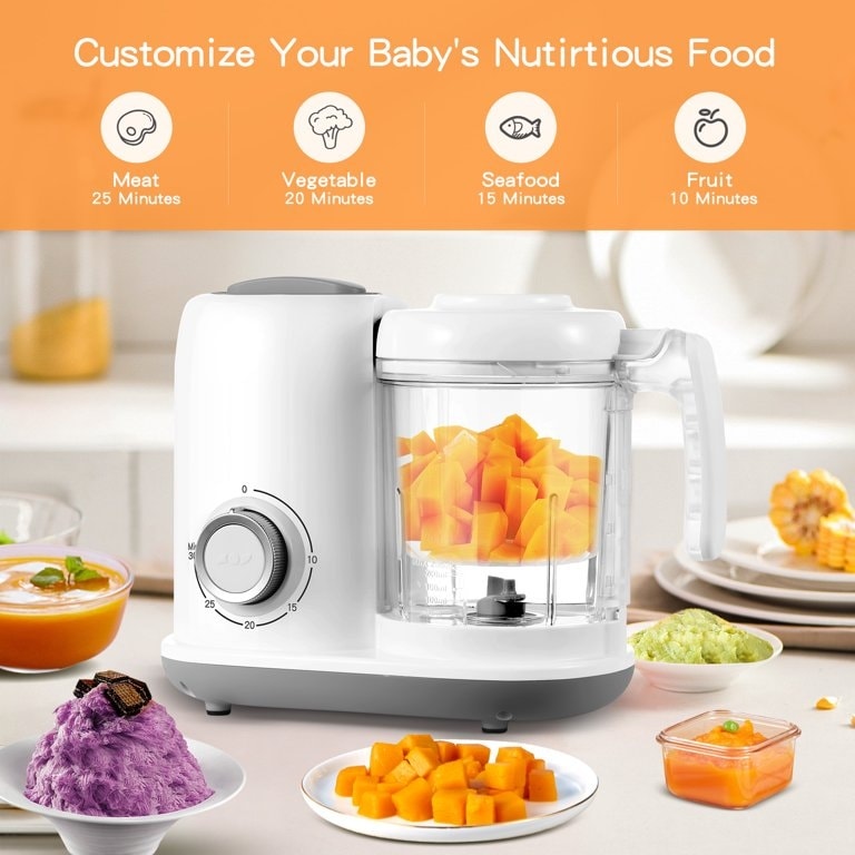 4 in 1 Mini Baby Food Maker Food Processor Blender Cook healthy Toddler Feeding White