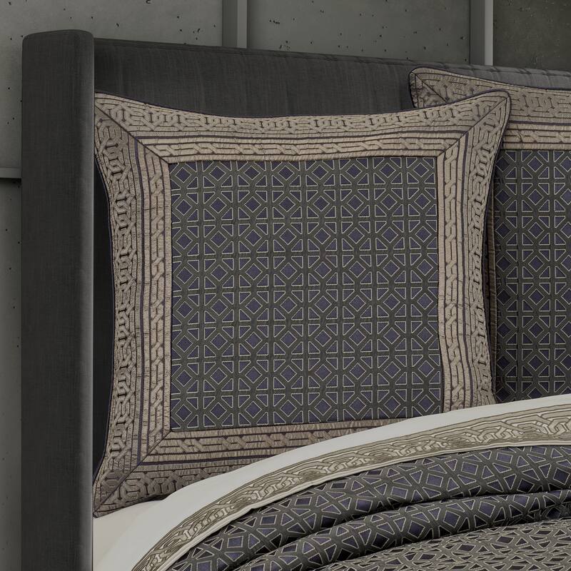 J. Queen New York Alaro Slate Euro Sham - Slate - Euro Square