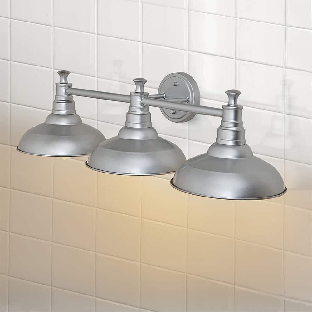 3 lights 31 inch silver bathroom wall sconce