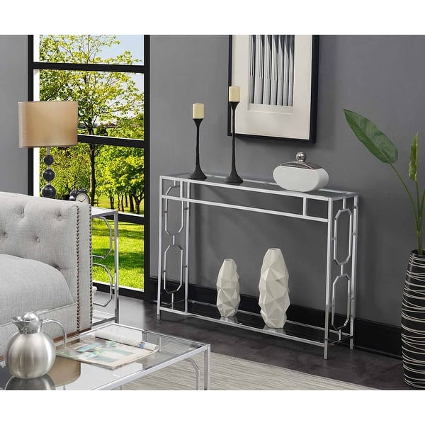Convenience Concepts Omega Chrome Console Table with Shelf - Bed Bath ...