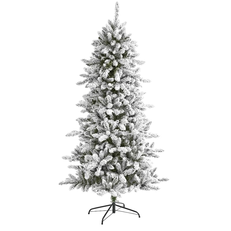 6' Flocked Livingston Fir Artificial Christmas Tree with Pine Cones