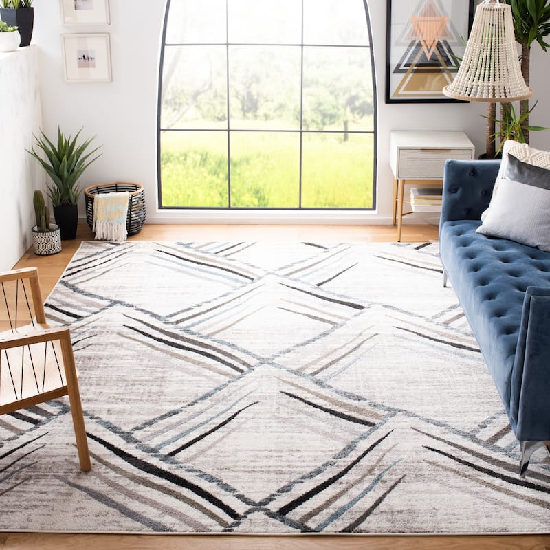 SAFAVIEH Amsterdam Venetka Modern Rug - 9' x 12' - Cream/Charcoal