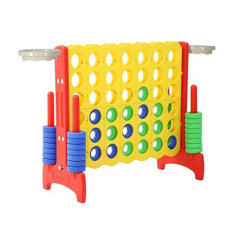 SDADI Giant 33 Inch 4-In-A-Row Game and Basketball Game for Kids, Yellow and Red - 13