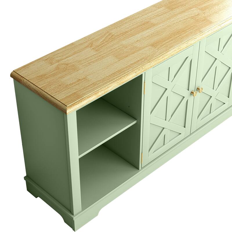 70-inch Extra-Wide Rustic TV Stand for 80" TVs - Natural Wood Finish