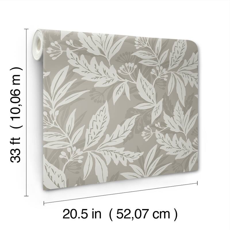 A-Street Prints Anita Pewter Woodland Floral Wallpaper