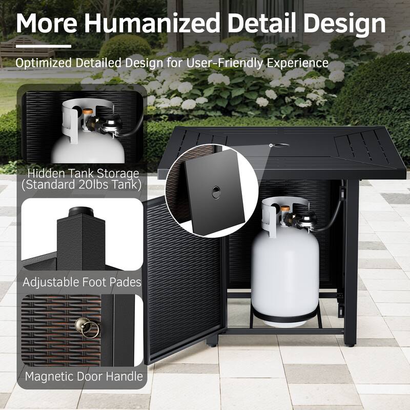 30 Inch 50,000 BTU Square Outdoor Propane Fire Pit Table