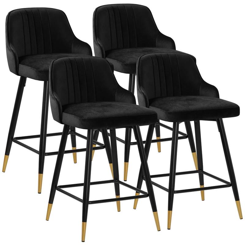 Modern Velvet Upholstered Swivel Counter/ Bar Stools Set of 2/4
